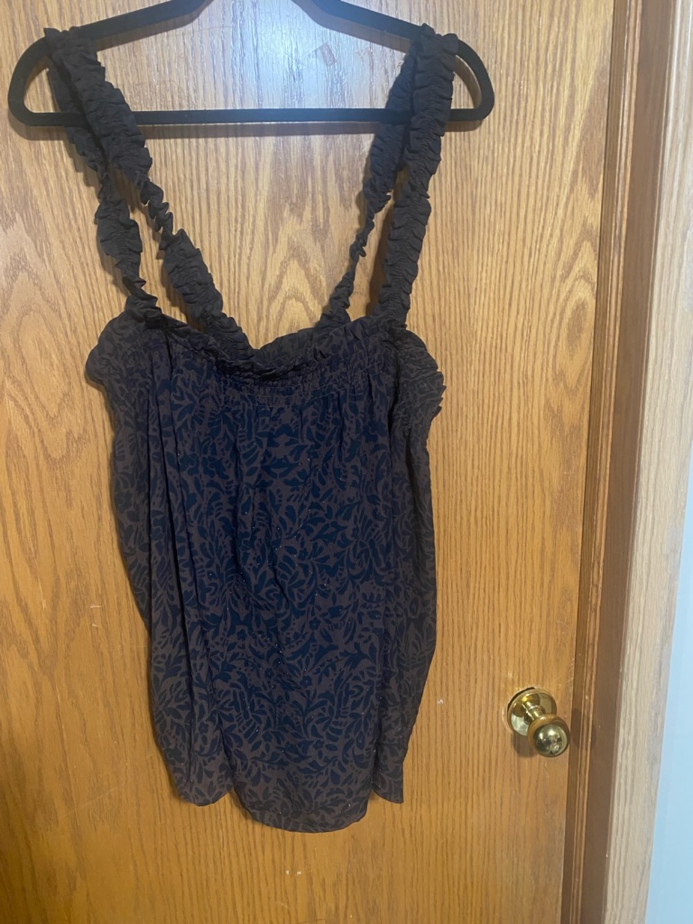 Brown and black floral summer top
